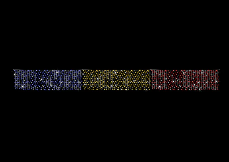 Ghirlandă Perdea Tricolor Profesională 1 mH x 9 mL